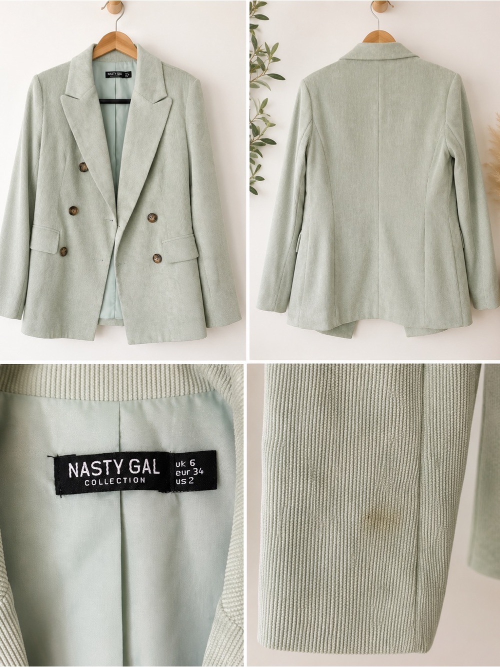 Nasty Gal Light Mint Green Double-Breasted Blazer